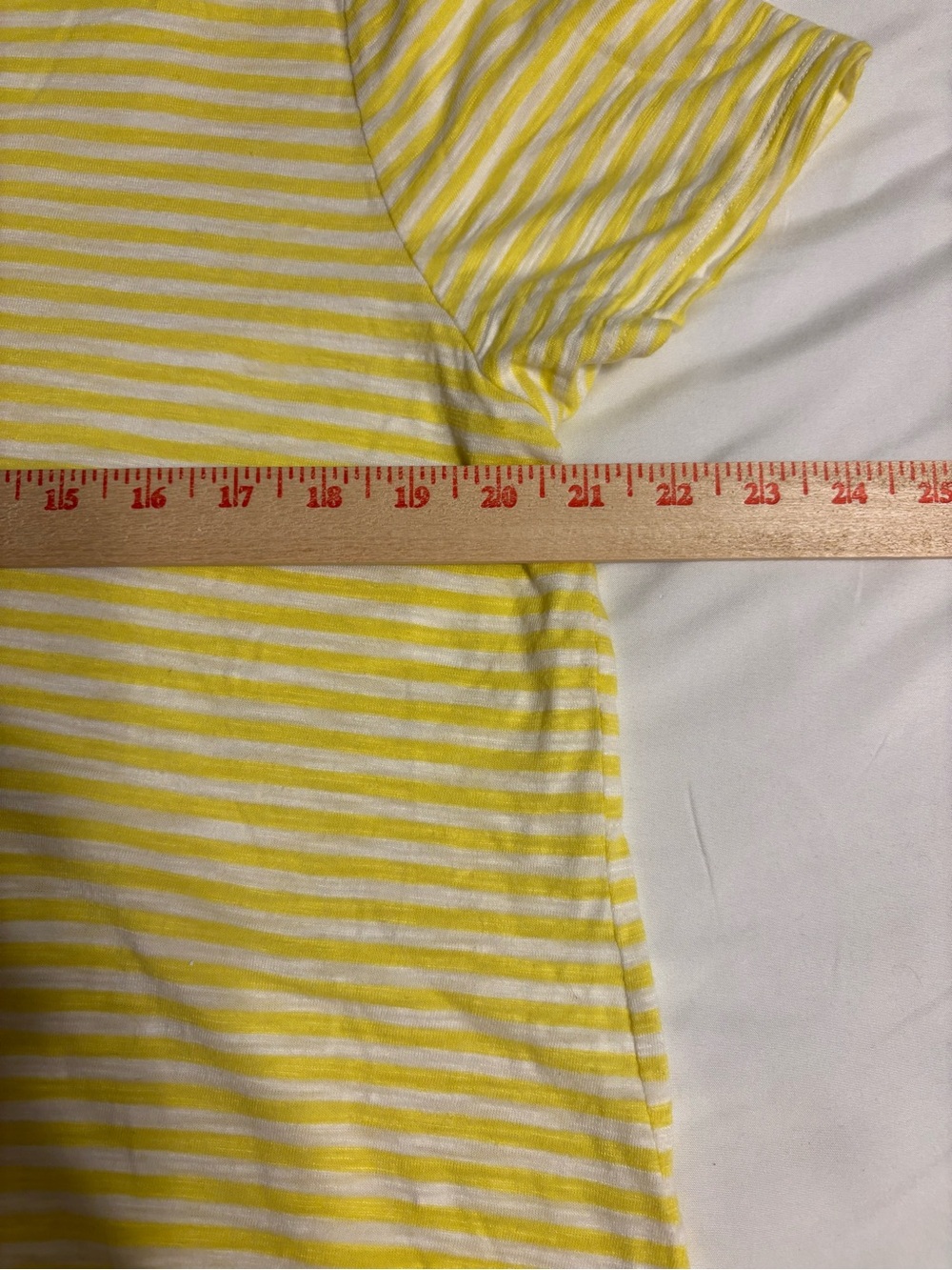 Talbots XL Yellow White Striped Lace Trim Tee Crochet Hem Soft Cotton Modal Top - Picture 3 of 7